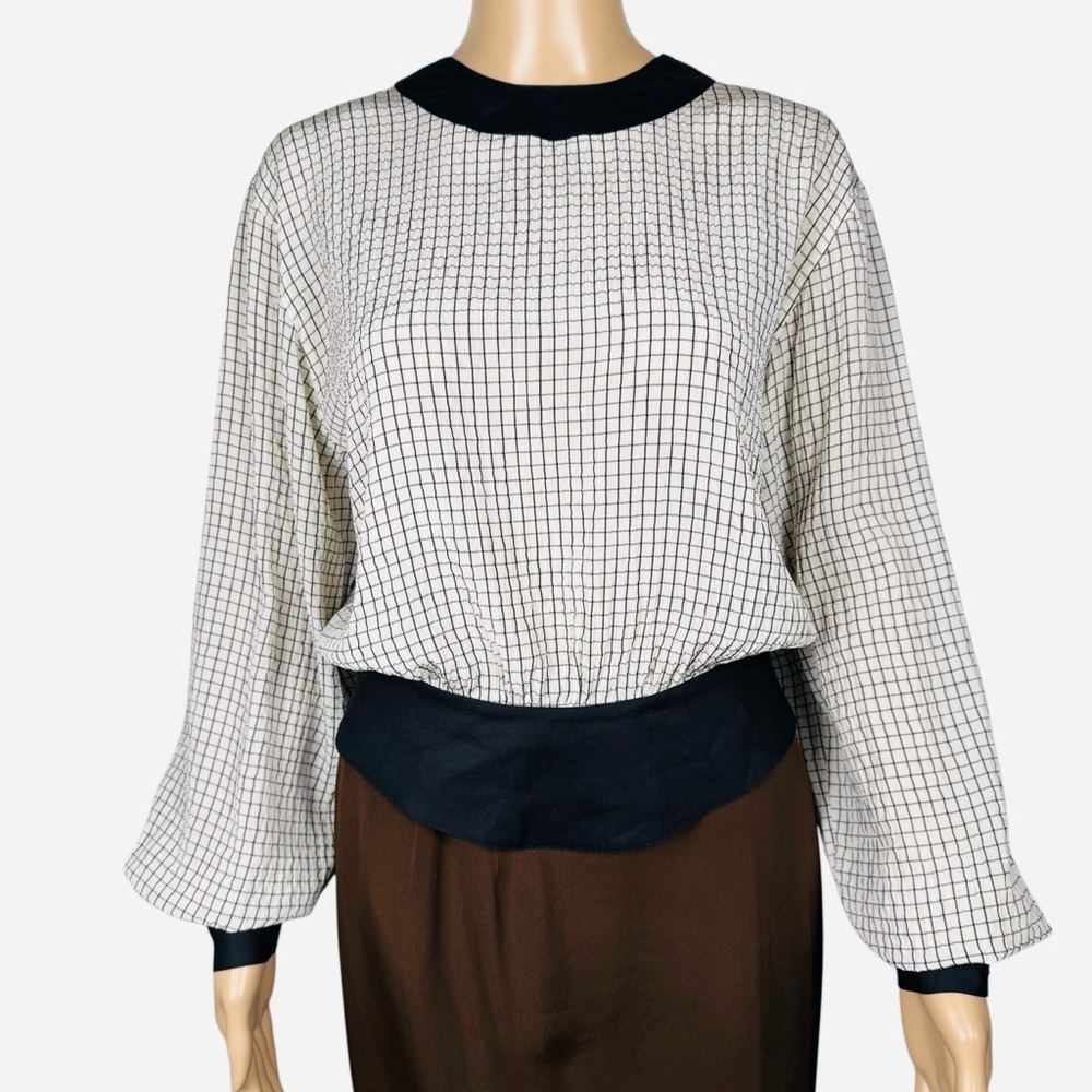 Vintage Salvatore Ferragamo Silk Linen Blouse Made In Italy Size 6